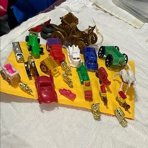 Antique Multicolor Kids Toy Vehicle Assortment - Red Green Blue White Gold Pink